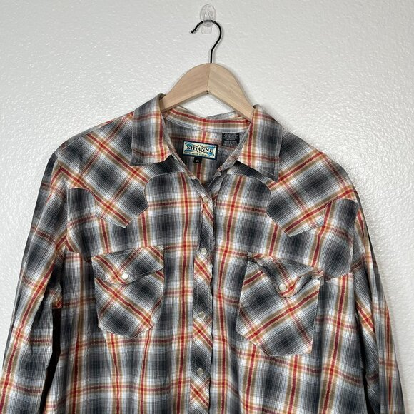 Shyanne Womens Plaid Cotton Pearl Snap Western Button Down Shirt Plus size 2X - Picture 3 of 9